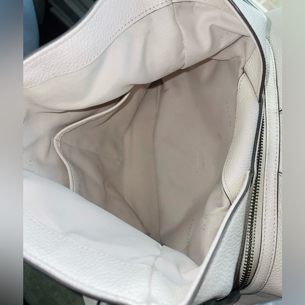 Coach Edie 31 Bandana Rivets Shoulder Bag Chalk White Pebble Leather - Picture 8 of 14